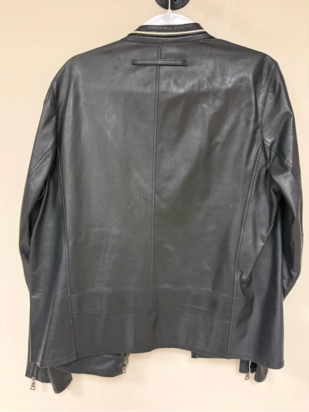 Prada Black moto 1990’s vintage  weight Leather Bomber Jacket medium